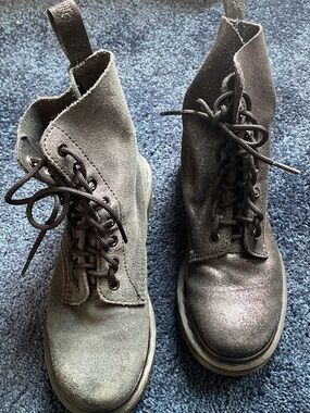 Dr. Martens Women's Black  Suede Lace-Up Combat Boots